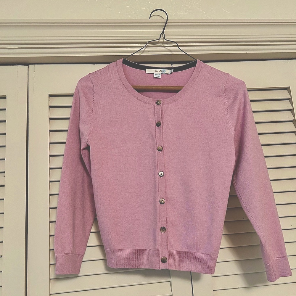 BODEN Lilac Cropped Cardigan Sweater Size 2 NWOT